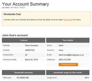 Often an account summary can be the home page for all online custoemr self-service